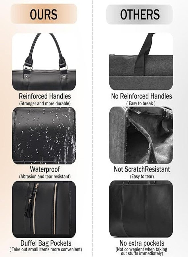 FUOCO Carry On Travel Bag, Large PU Leather Garment Duffle Bag for Women Men, Waterproof Convertible Garment Bags for Travel, 2 in 1 Hanging Suitcase Dress Suit Traveling Bag with 1 Year Warranty - Image 5